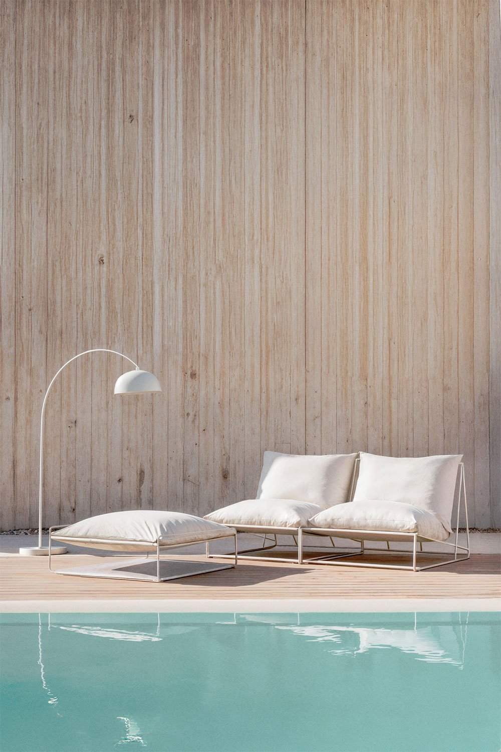 Sofá modular de jardín de 2 piezas y puff convertible Amaro, imagen de galería 1
