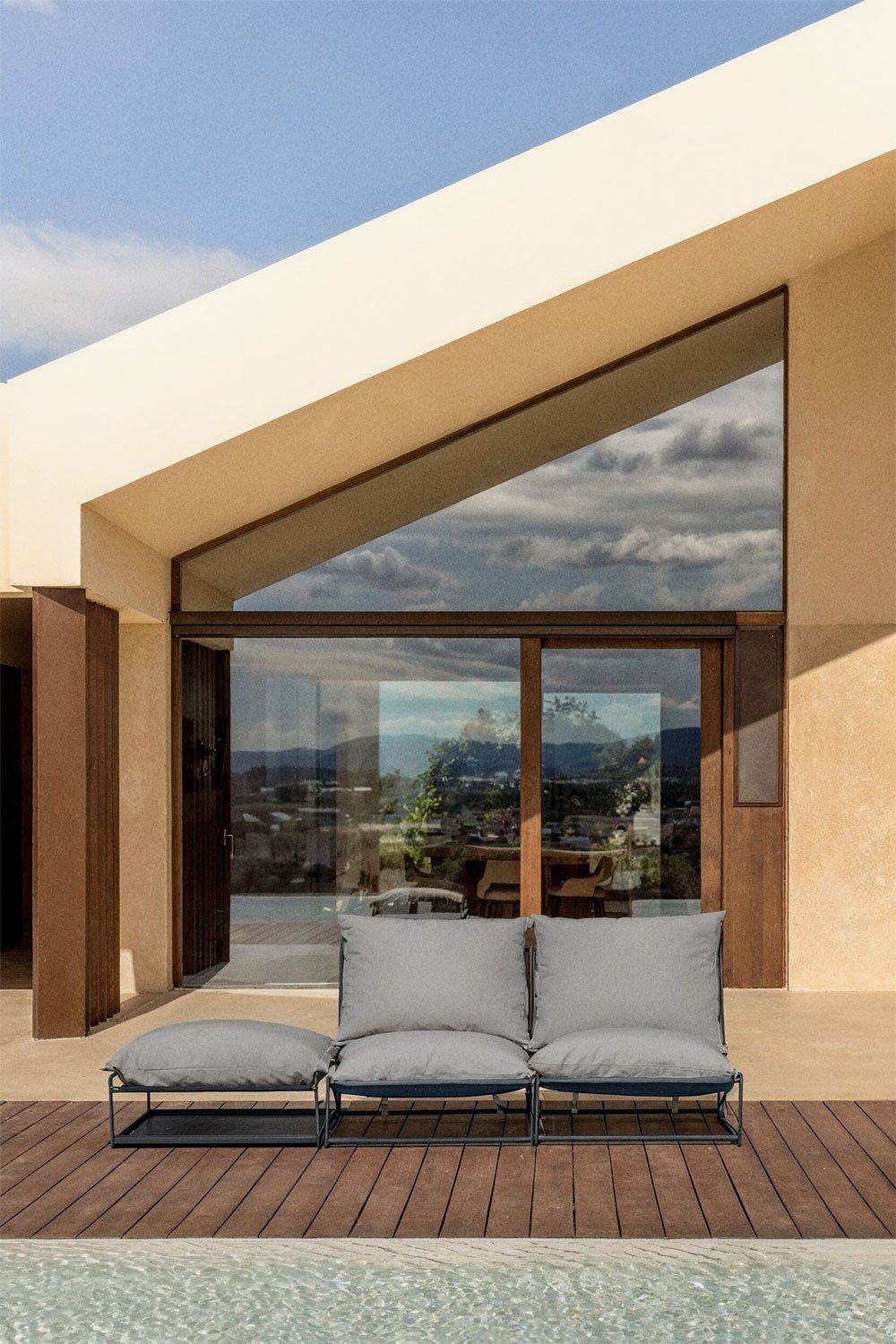 Sofá modular de jardín de 2 piezas y puff convertible Amaro, imagen de galería 2