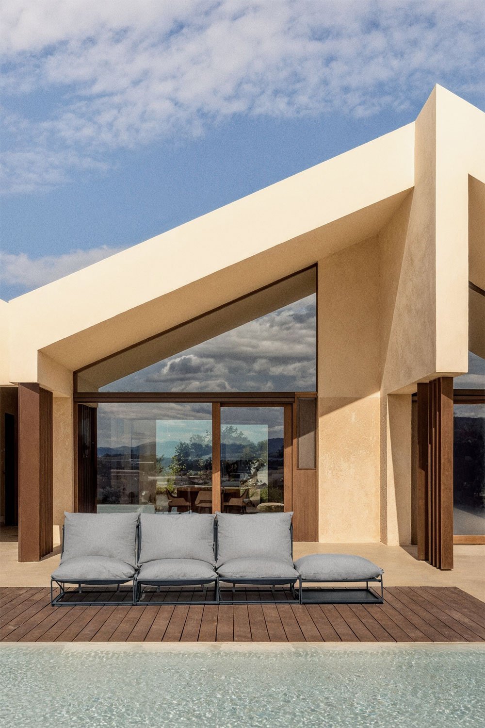 Sofá modular de jardín de 3 piezas y puff convertible Amaro, imagen de galería 2
