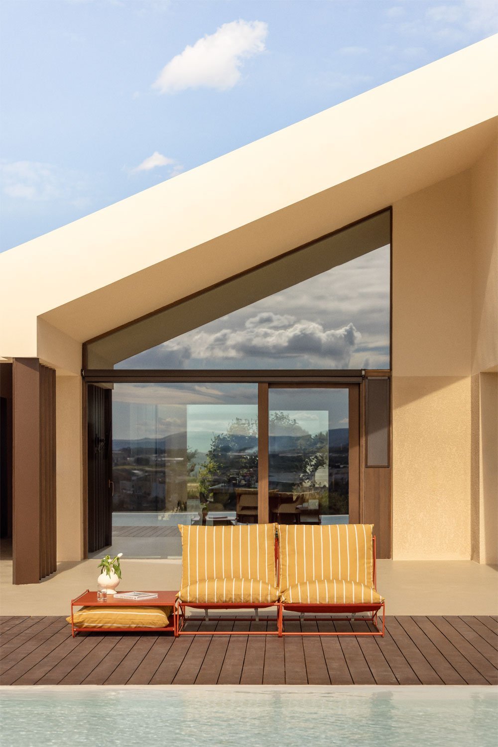 Conjunto de jardín con sofá modular de 2 piezas y mesa auxiliar convertible Amaro, imagen de galería 1