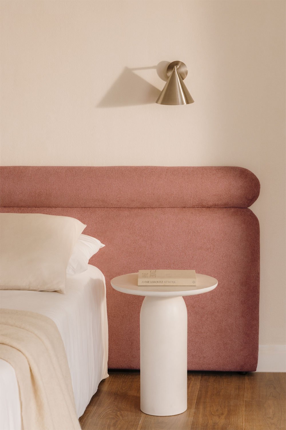 Cabecero para cama de 90cm en tela rosa cuarzo Cirene, imagen de galería 1