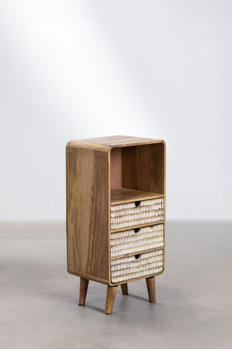 Pack de 2 mesitas de noche en madera de mango Yulara - Natural - Blanco