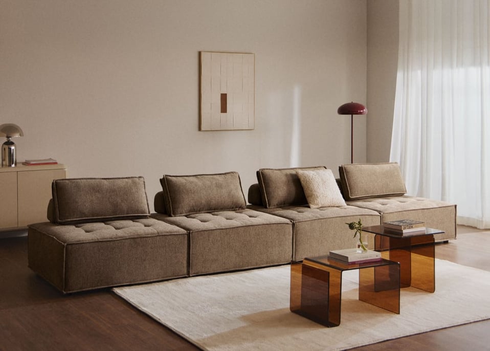 Sofá modular de 4 piezas en tela Vermont