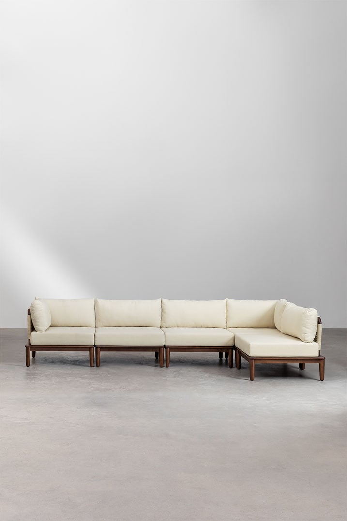 Sofá modular rinconera de 5 piezas en acacia Giulia, imagen de galería 3