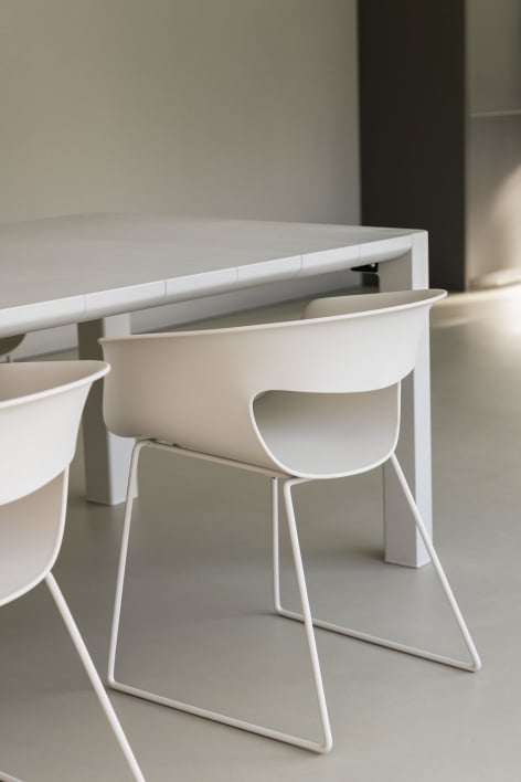 Silla de comedor en polipropileno y hierro Alanys - Blanco Grisáceo