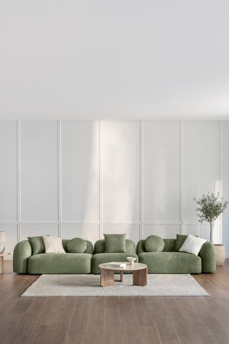 Sofá modular de 3 piezas en chenilla Coco