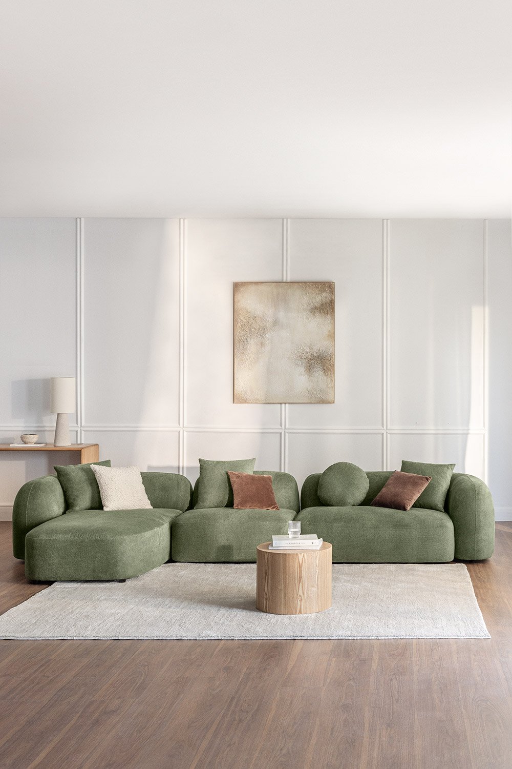 Sofá modular chaise longue izquierdo de 3 piezas en chenilla Coco, imagen de galería 1