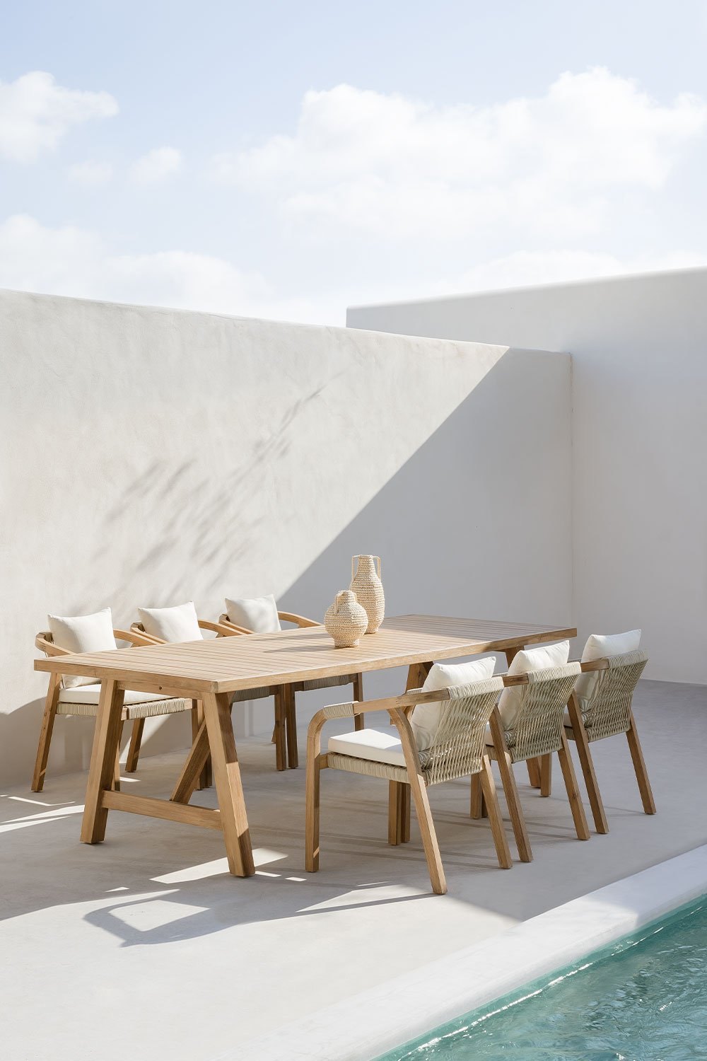 Mesa de jardín rectangular en madera de acacia Dubai, imagen de galería 1