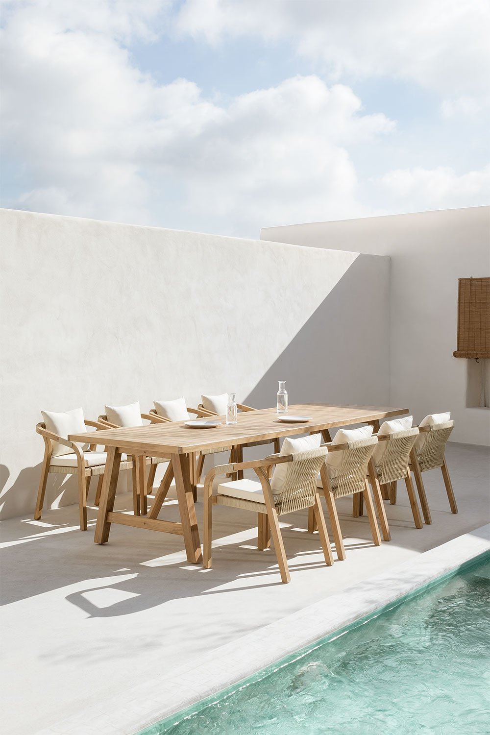 Mesa de jardín rectangular en madera de acacia Dubai, imagen de galería 1