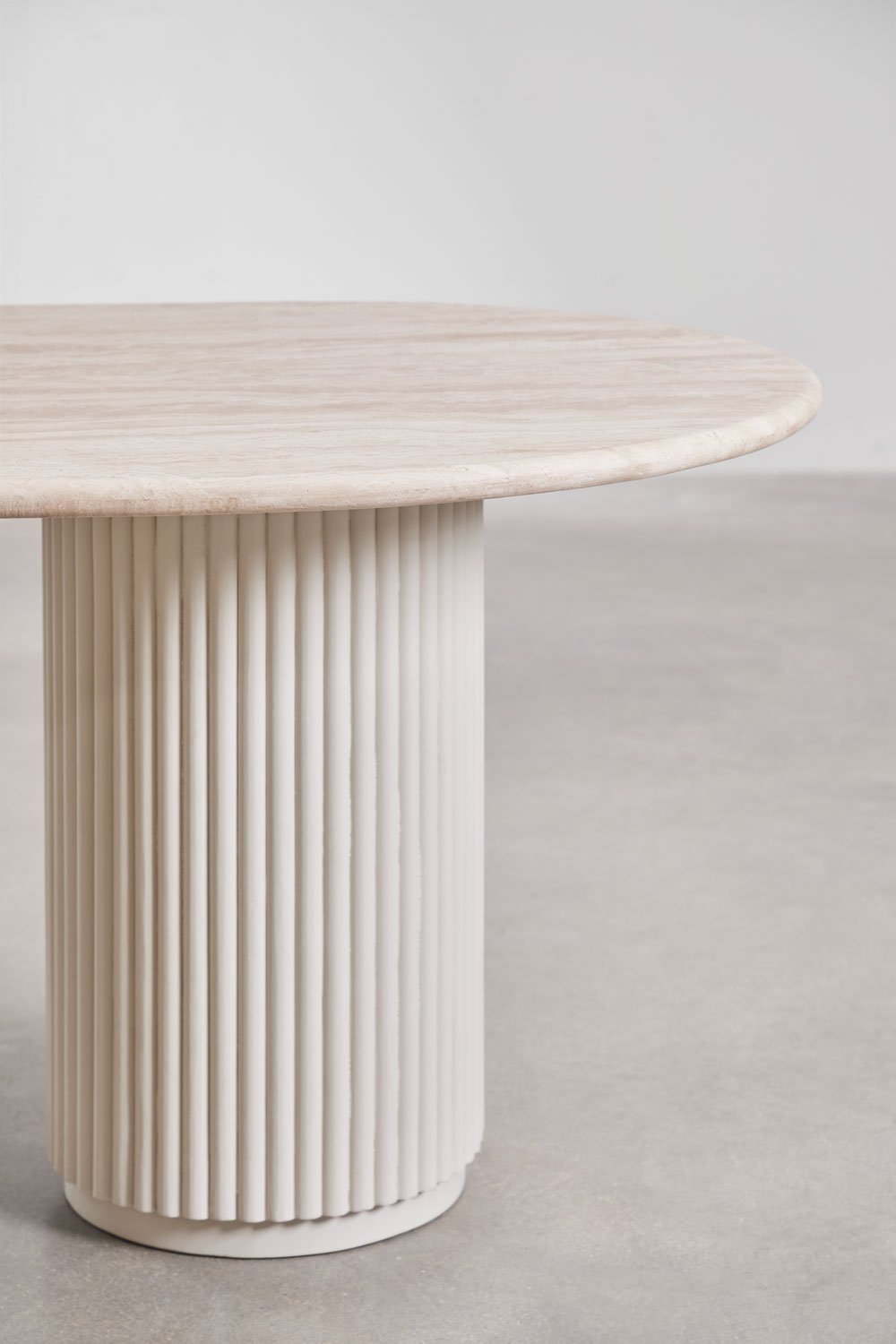 Mesa de comedor ovalada 200x100 cm en piedra natural y madera de mango Giselda, imagen de galería 6