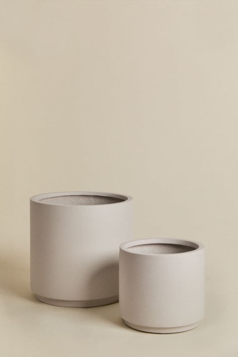 Set de 2 macetas de exterior Ø25 cm / Ø35 cm en polipiedra Saturno