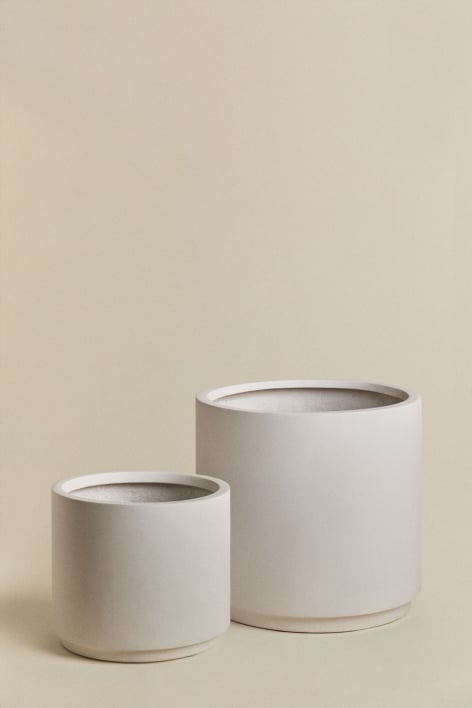 Set de 2 macetas de exterior Ø35 cm / Ø25 cm en polipiedra Saturno