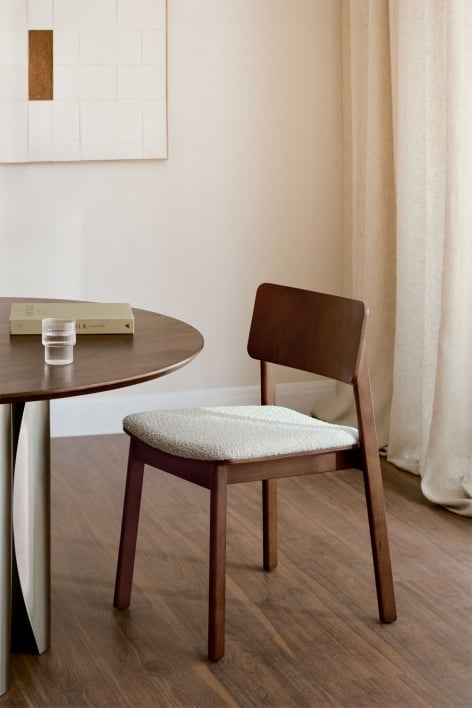 Silla de Comedor en Madera Gilda - Bouclé Blanco