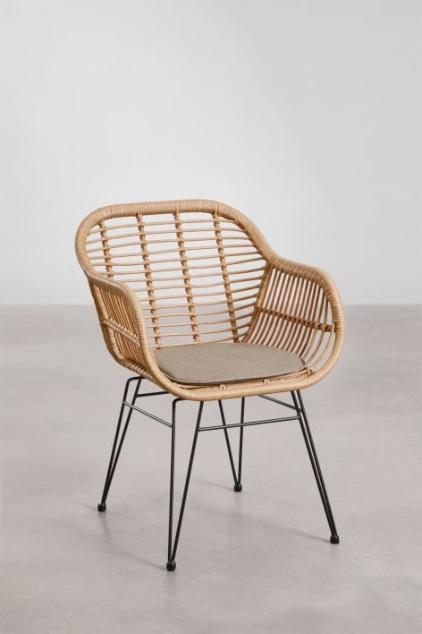 Silla de jardín en mimbre sintético Zole - Negro