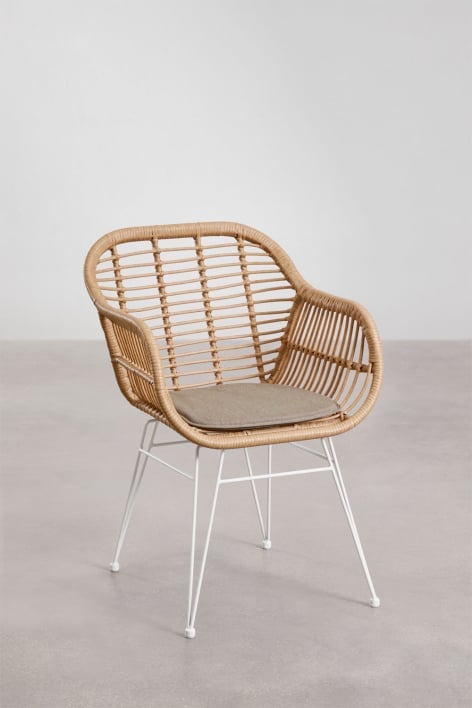Silla de jardín en mimbre sintético Zole - Blanco