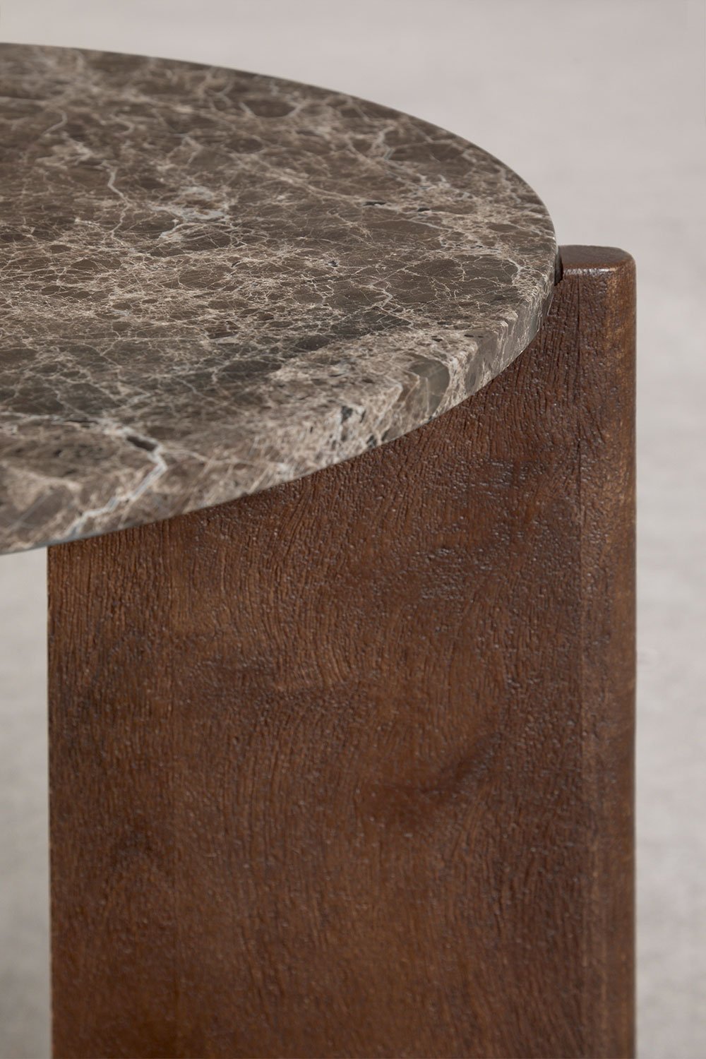 Mesita de noche redonda Ø50 cm en piedra natural y madera de mango Lavinia, imagen de galería 4