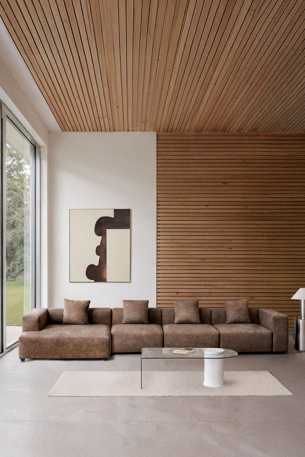 Sofá modular chaise longue izquierdo de 4 piezas ↔︎420 cm con reposabrazos alto Bruna , imagen de galería 1