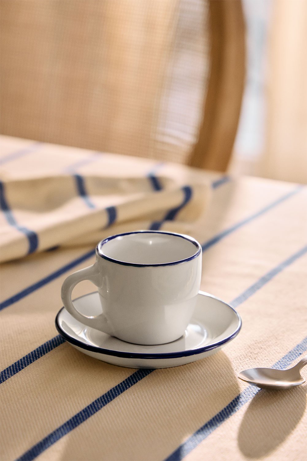Pack de 2 tazas de café 9 cl con plato en gres Ronilena, imagen de galería 1