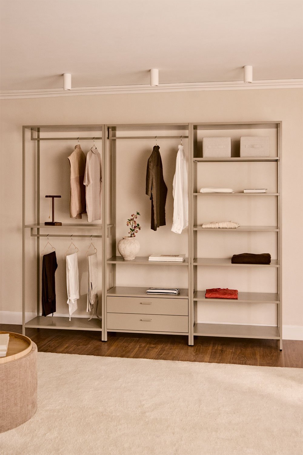 Armario modular abierto de 3 piezas con estantería en acero Janine, imagen de galería 1