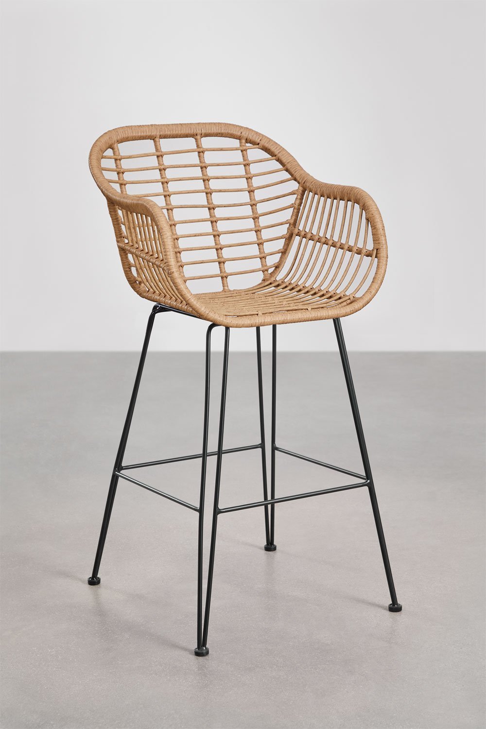 Pack de 2 taburetes altos 75 cm en mimbre sintético Zole, imagen de galería 1