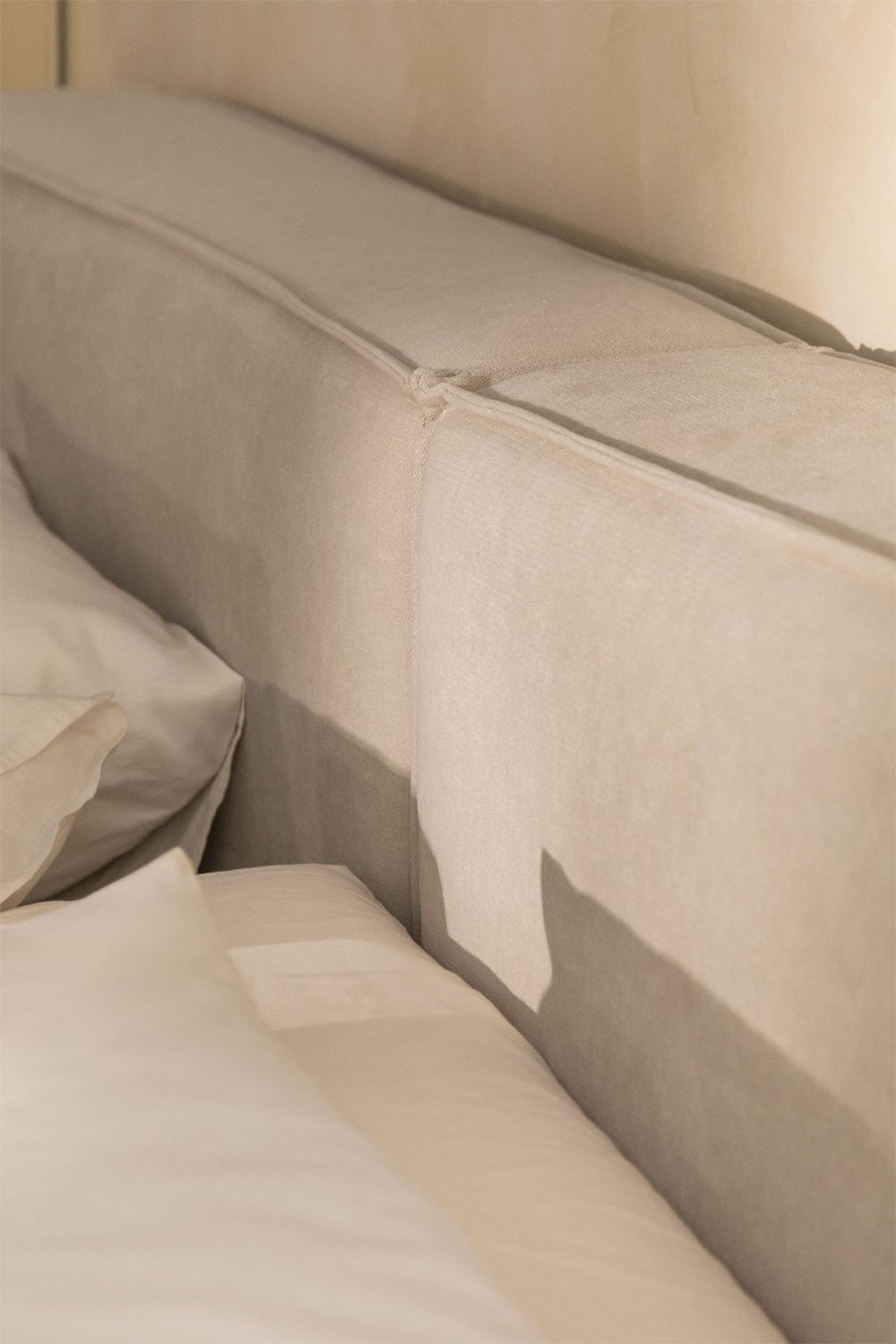 Cama para colchón 200x200cm con canapé abatible en tela gris arena Lunari, imagen de galería 2