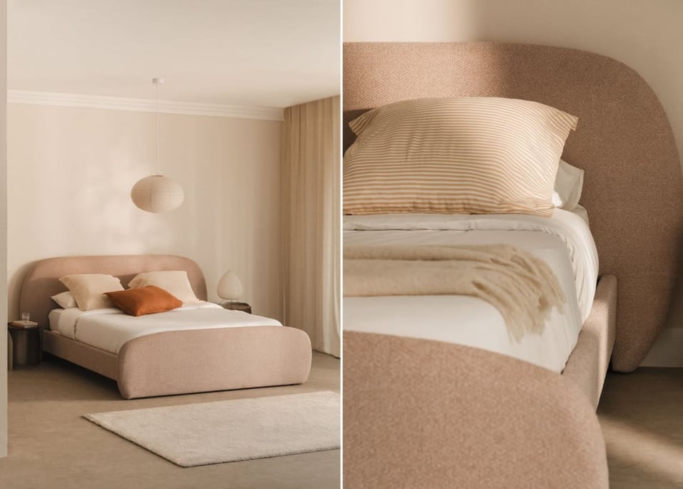 Cama en tela bouclé Brunel - Bouclé Marrón Arena Claro