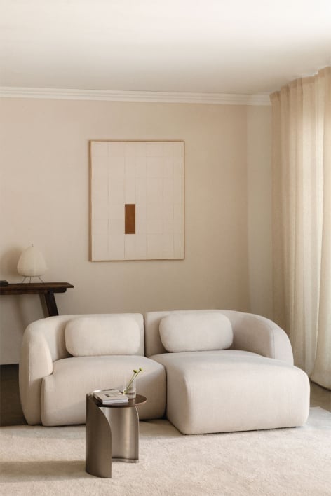 Sofá modular chaise longue derecho de 2 piezas en chenilla Coquette - Chenilla Beige Crema