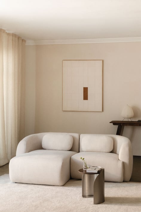 Sofá modular chaise longue izquierdo de 2 piezas en chenilla Coquette - Chenilla Beige Crema