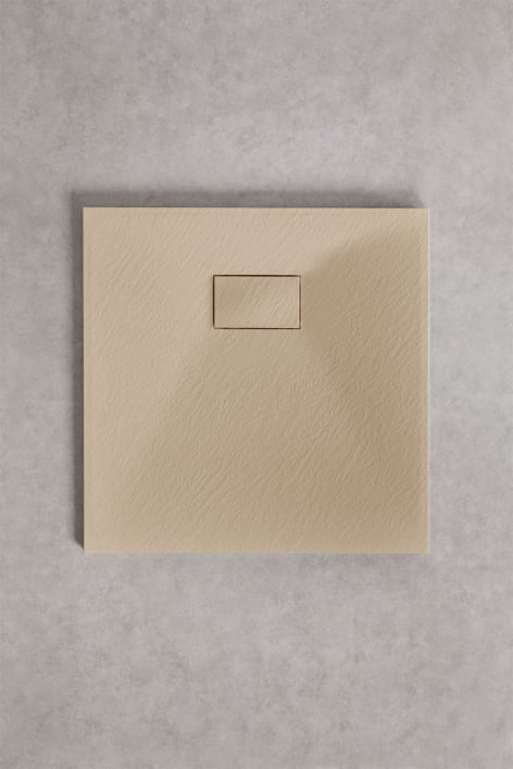 Plato de ducha en resina SMC cuadrado 80x80 cm antideslizante y extraplano marrón arena claro Soho