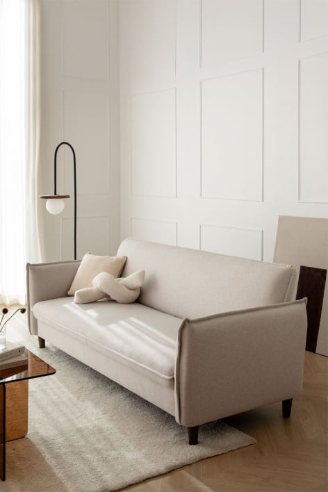 Sofá reclinable de 3 plazas en tela Shung - Tela Beige Crema