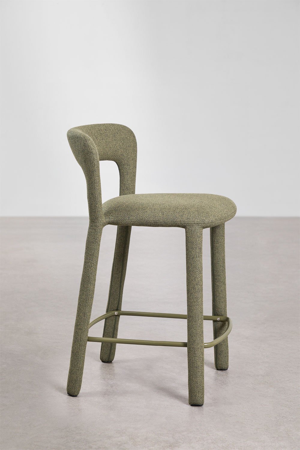 Taburete alto 65 cm con respaldo en tela verde salvia Brusel, imagen de galer&iacute;a 4