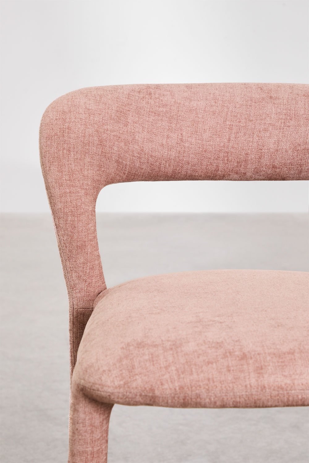 Taburete alto 65 cm con respaldo en tela chenilla rosa cuarzo Brusel, imagen de galería 6