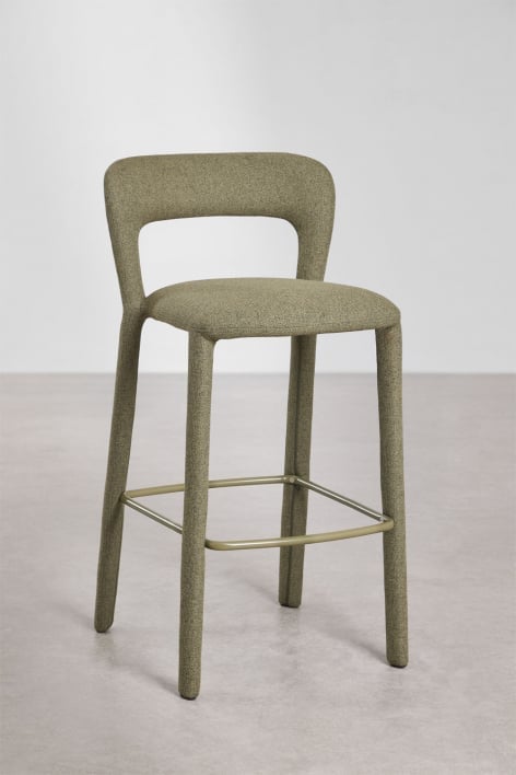 Pack de 4 taburetes altos 75 cm con respaldo en tela gris topo Brusel