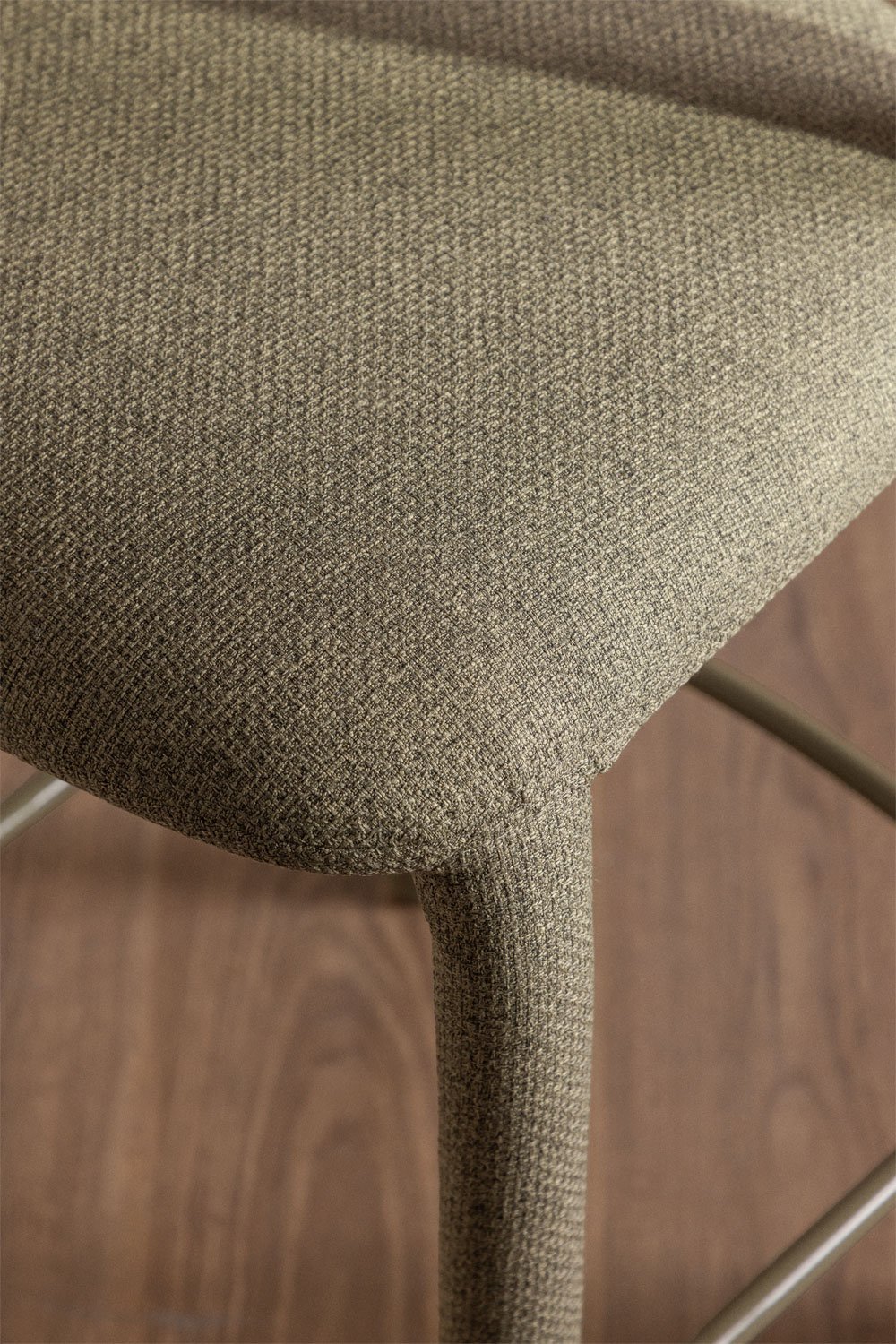 Pack de 2 taburetes altos 65 cm con respaldo en tela verde salvia Brusel, imagen de galería 2