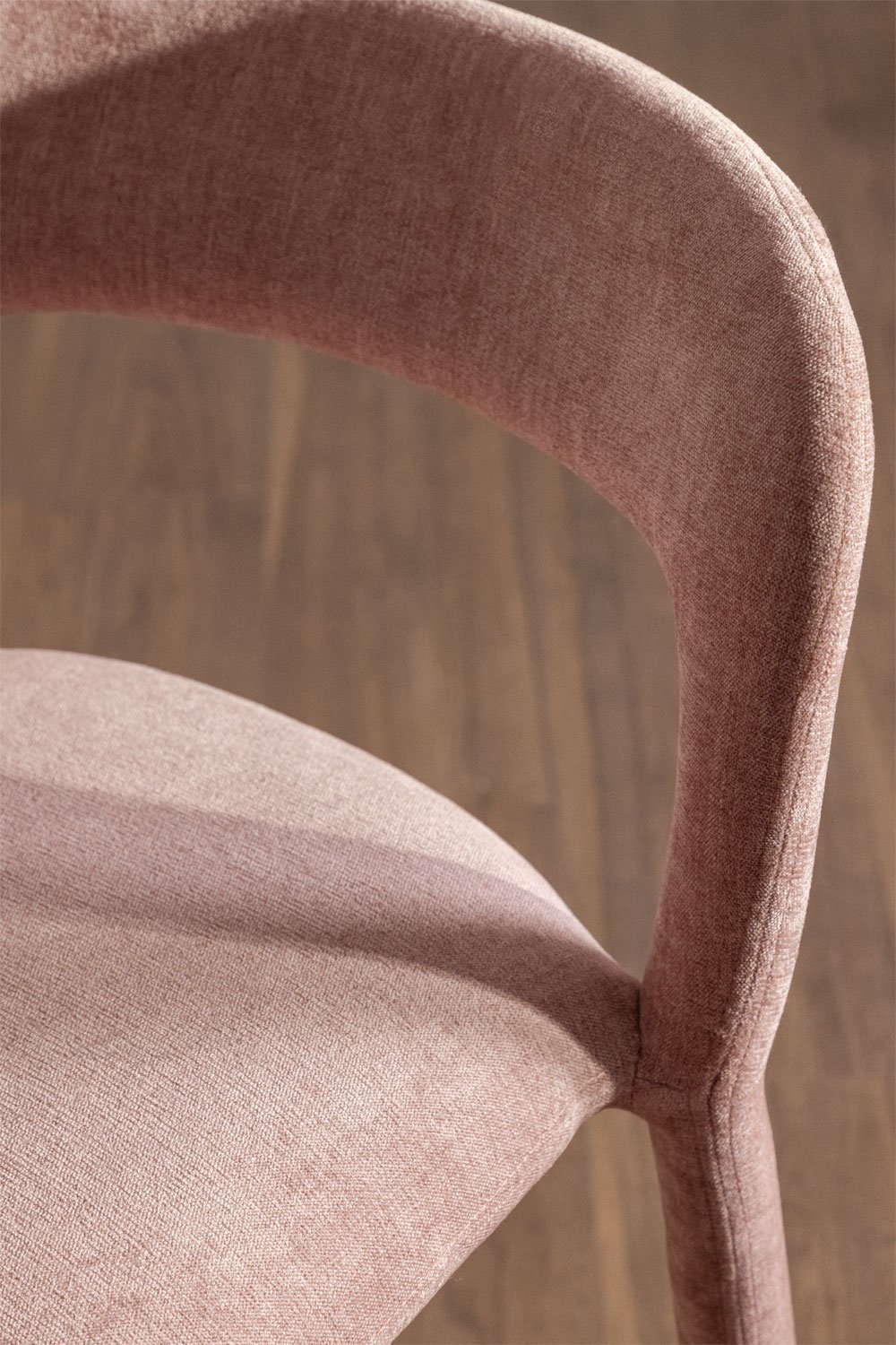 Pack de 2 taburetes altos 75 cm con respaldo en tela chenilla rosa cuarzo Brusel, imagen de galería 2