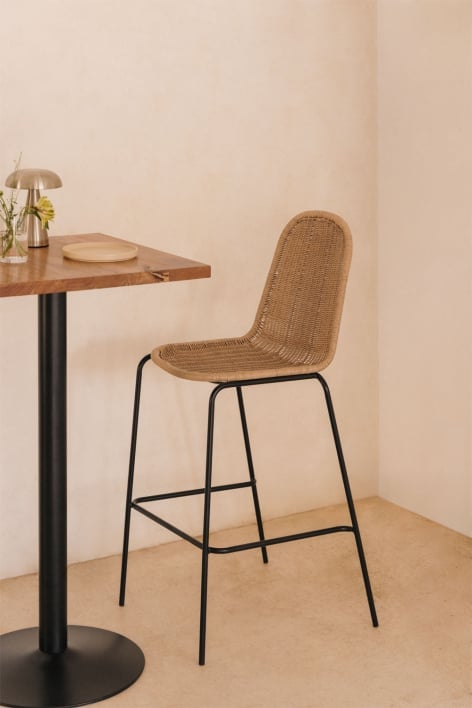 Taburete alto 75 cm apilable en mimbre Reiven
