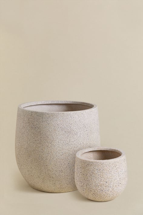 Set de 2 macetas de exterior Ø20 cm / Ø50 cm en polipiedra Ugor