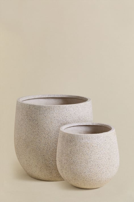 Set de 2 macetas de exterior Ø35 cm / Ø50 cm en polipiedra Ugor