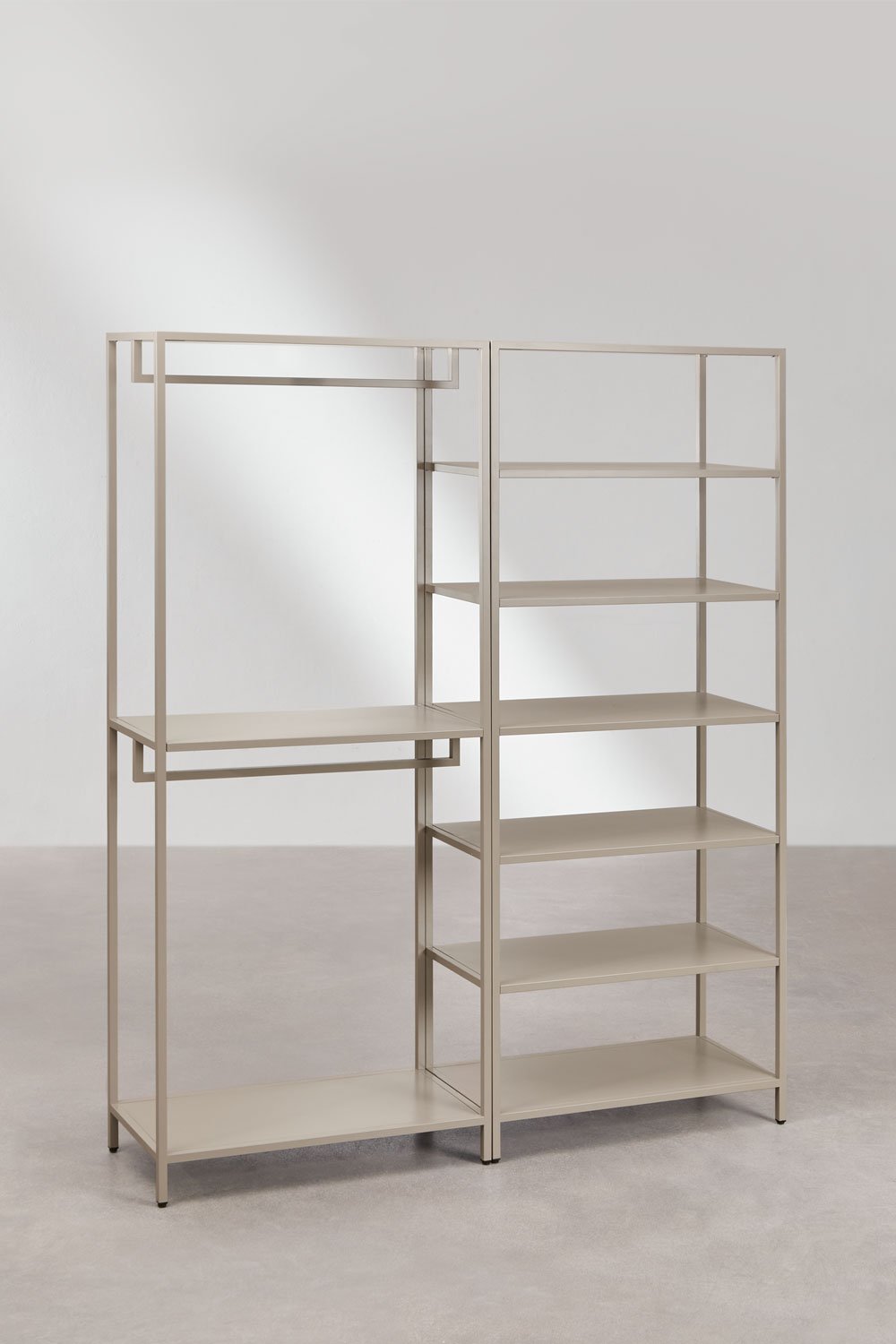 Armario modular abierto de 2 piezas con perchero y estantería en acero Janine, imagen de galería 3