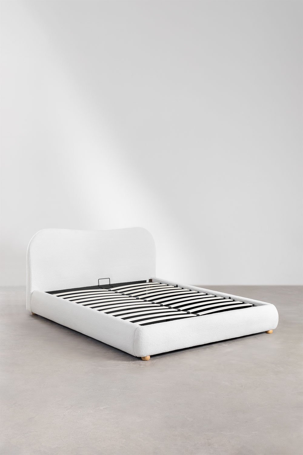 Cama para colchón 135x190cm con canapé abatible en borreguito Winselet, imagen de galería 2