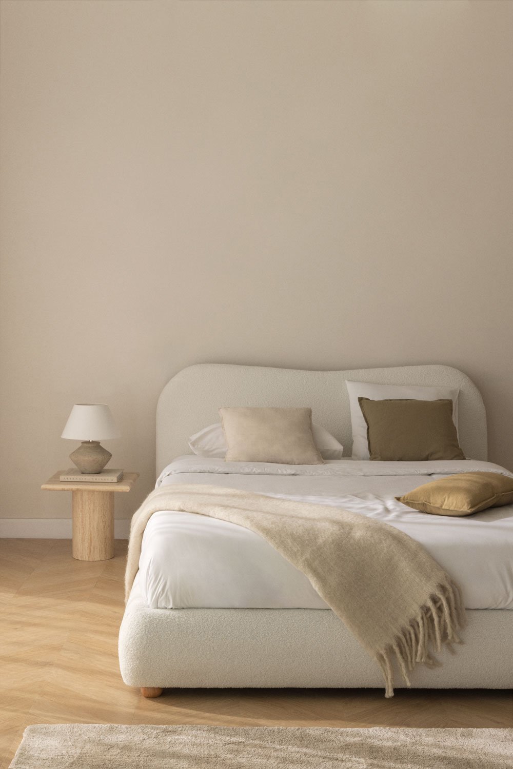 Cama para colchón 135x190cm con canapé abatible en borreguito Winselet, imagen de galería 1
