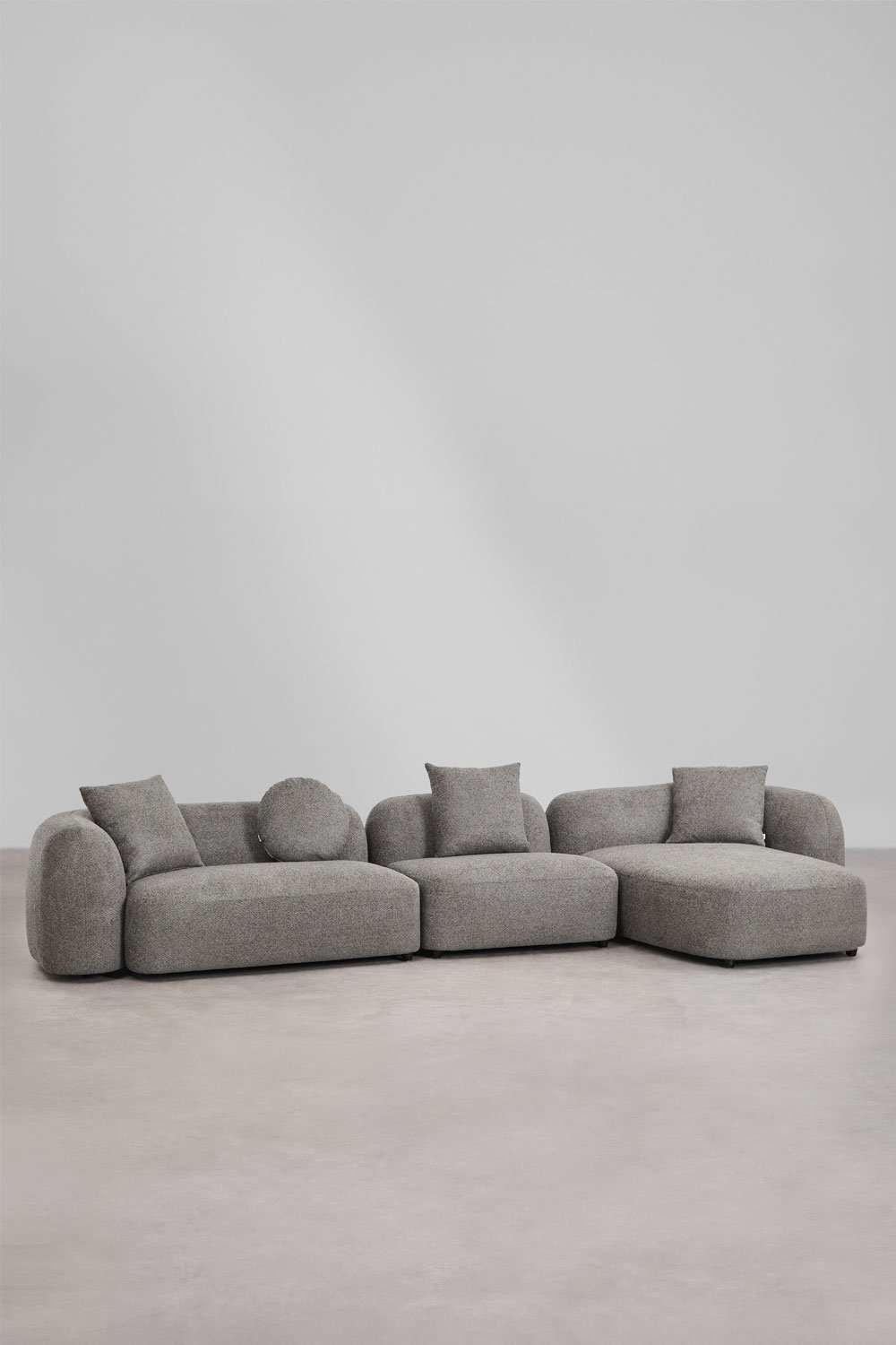 Sofá modular chaise longue derecho de 3 piezas en chenilla Coco, imagen de galería 1