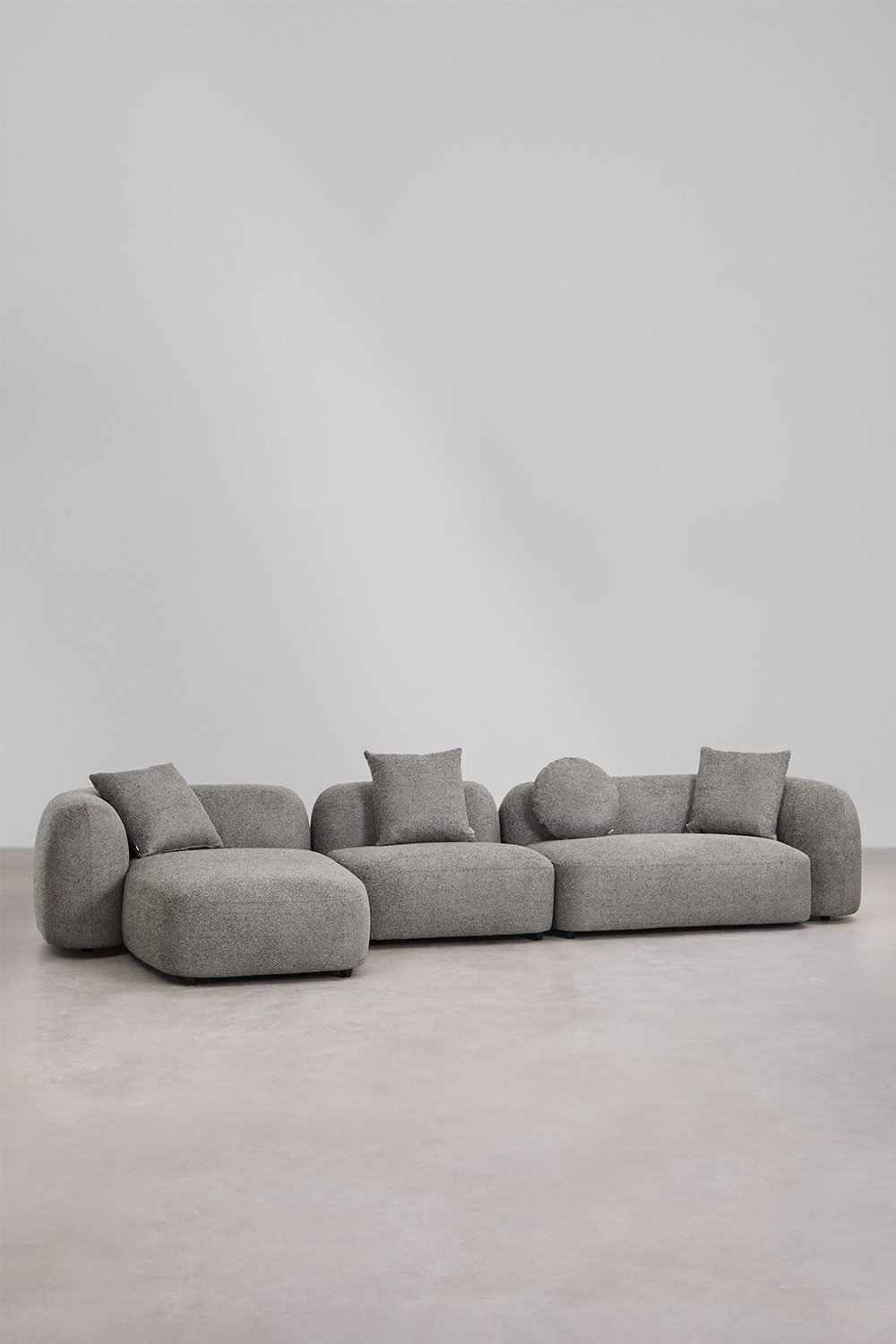 Sofá modular chaise longue izquierdo de 3 piezas en chenilla Coco, imagen de galería 2