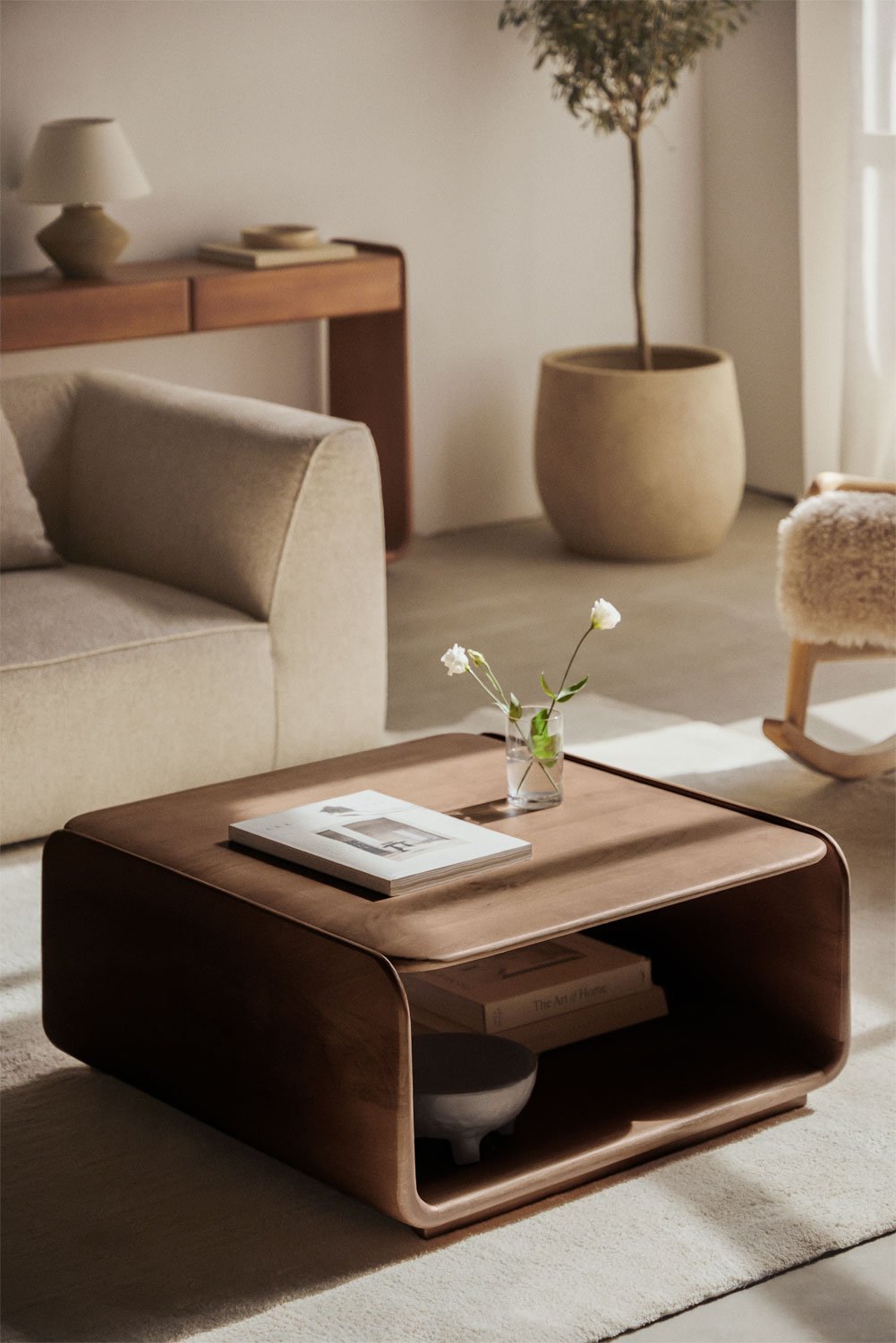 Mesa de centro cuadrada 75x75 cm en madera Tinsley, imagen de galería 1