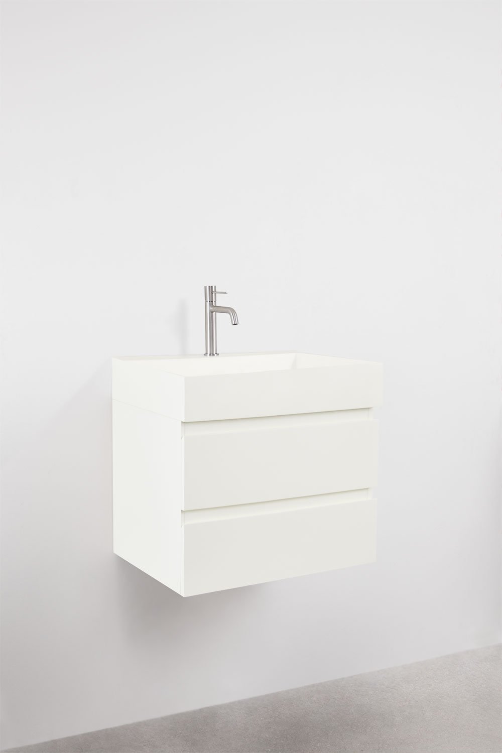 Conjunto de mueble de baño en madera y chapa de fresno con lavabo integrado Ona, imagen de galería 3