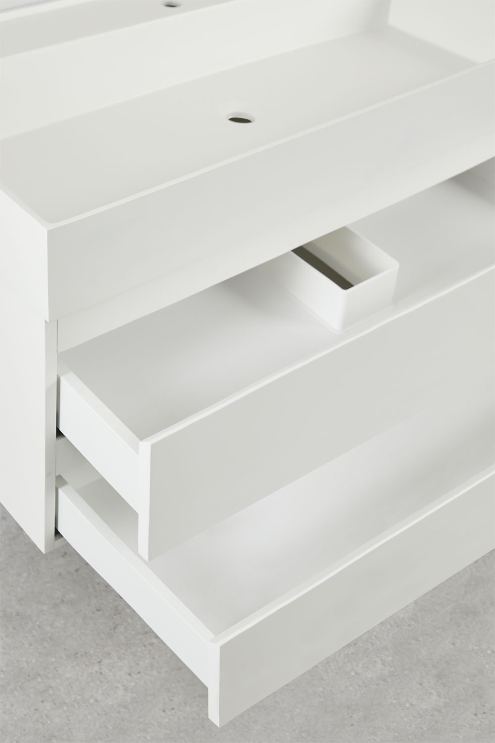 Conjunto de mueble de baño en madera y chapa de fresno con lavabo integrado Ona, imagen de galería 5