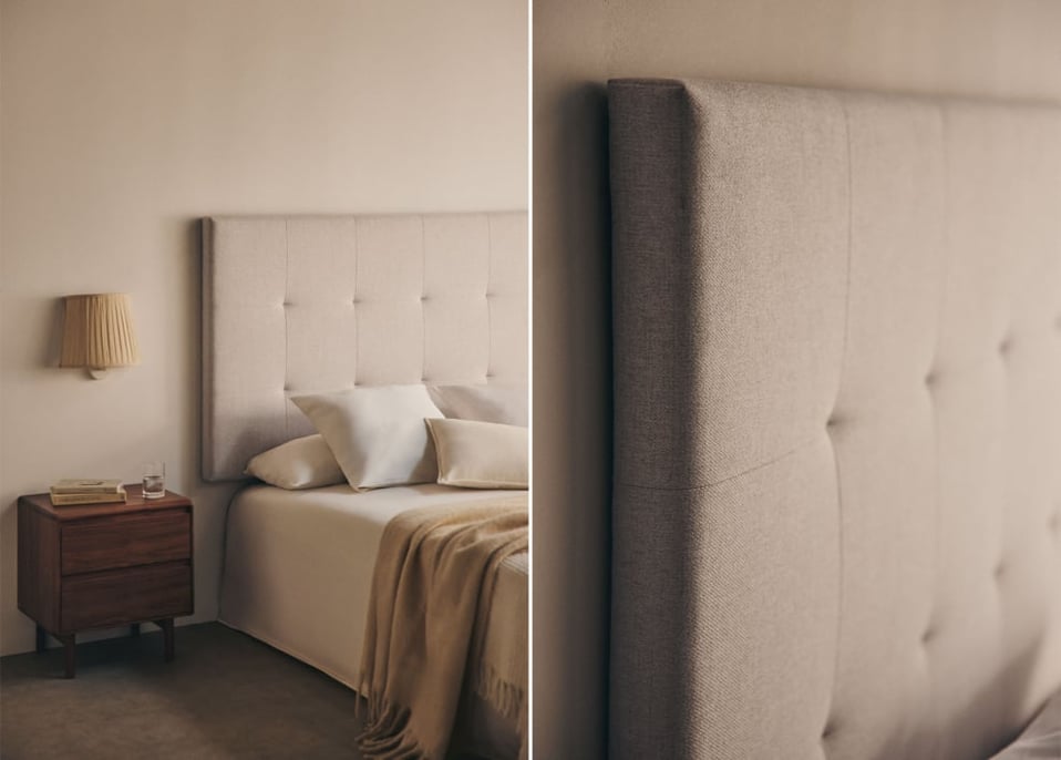 Cabecero tapizado Artur - Tela Beige Crema