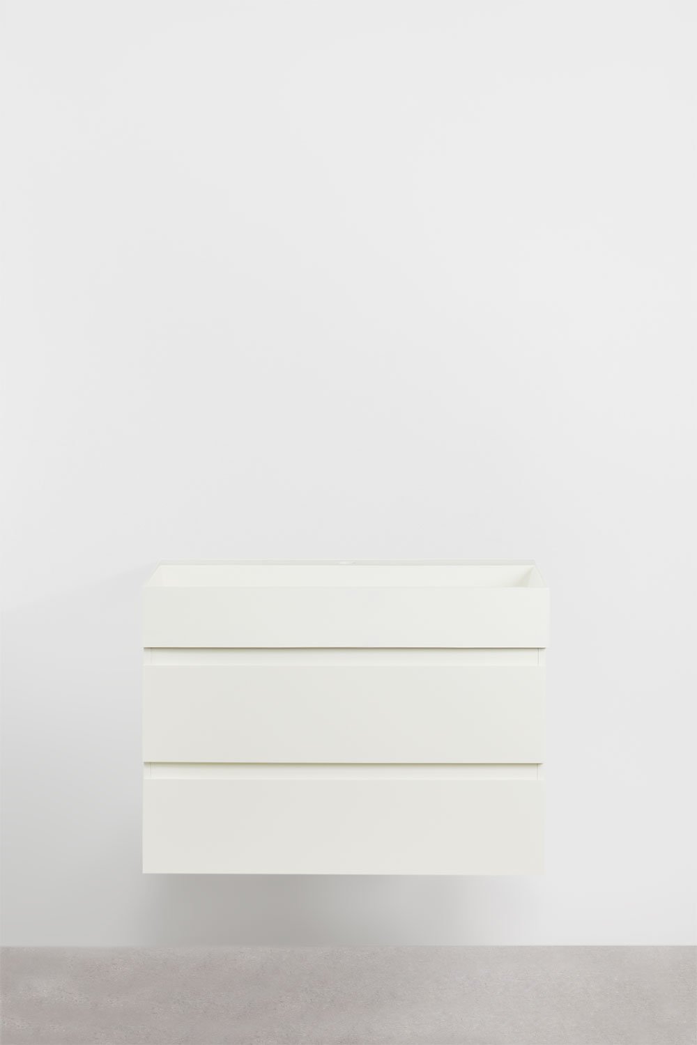 Conjunto de mueble de baño en madera y chapa de fresno con lavabo integrado Ona, imagen de galería 2