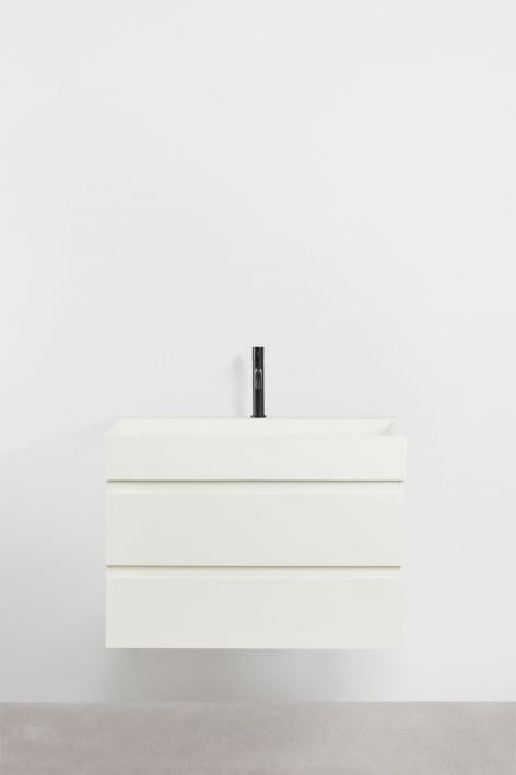 Conjunto de mueble de baño en madera y chapa de fresno con lavabo integrado Ona - Blanco