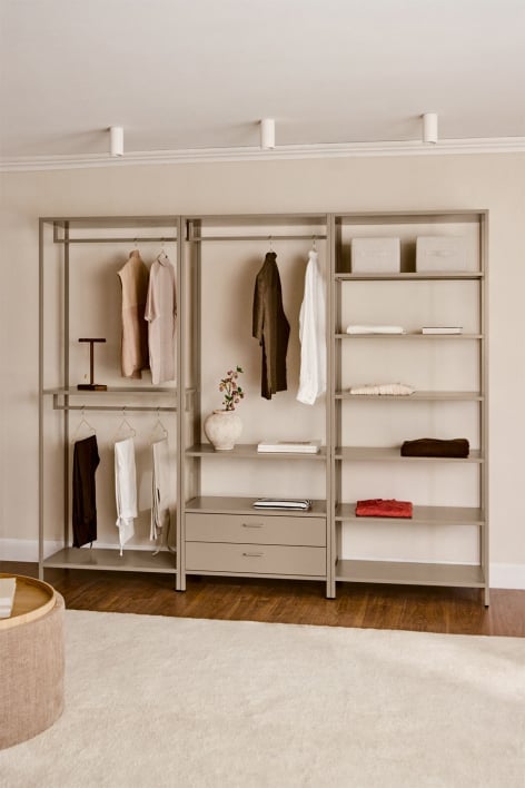 Armario modular abierto de 3 piezas con estantería en acero Janine